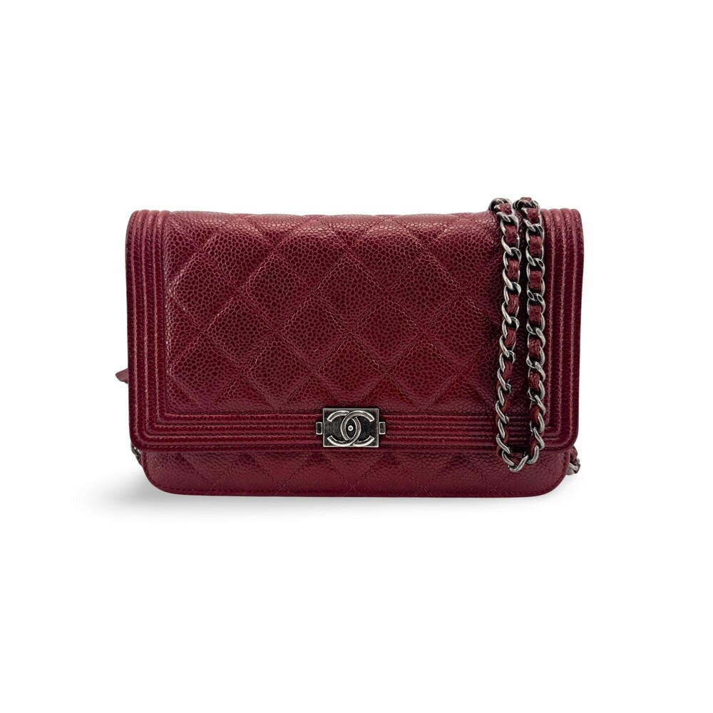 Chanel Boy Wallet on Short Chain Quilted Lambskin